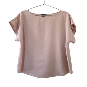 Eileen Fisher Pink Blouse Womans S/P Cap Sleeve Lightweight Minimalist